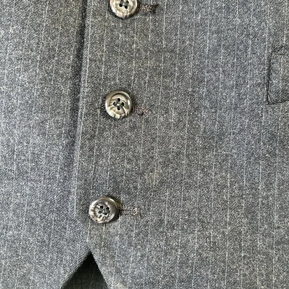 Pierre Cardin Wool Pinstripe‎ Men's 3 Piece Gray Vintage 70s Banker CEO MobBoss